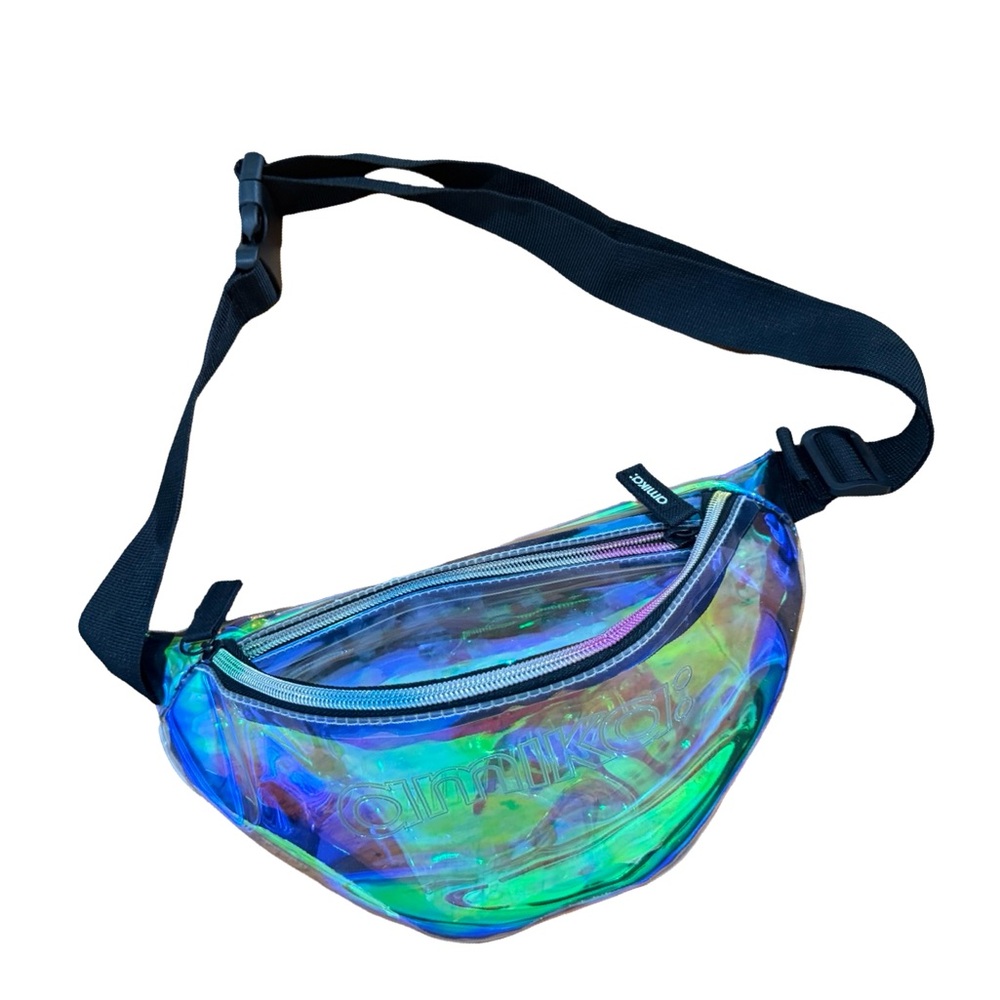 Amika Clear Vinyl Hip Fanny Pack Black Strap